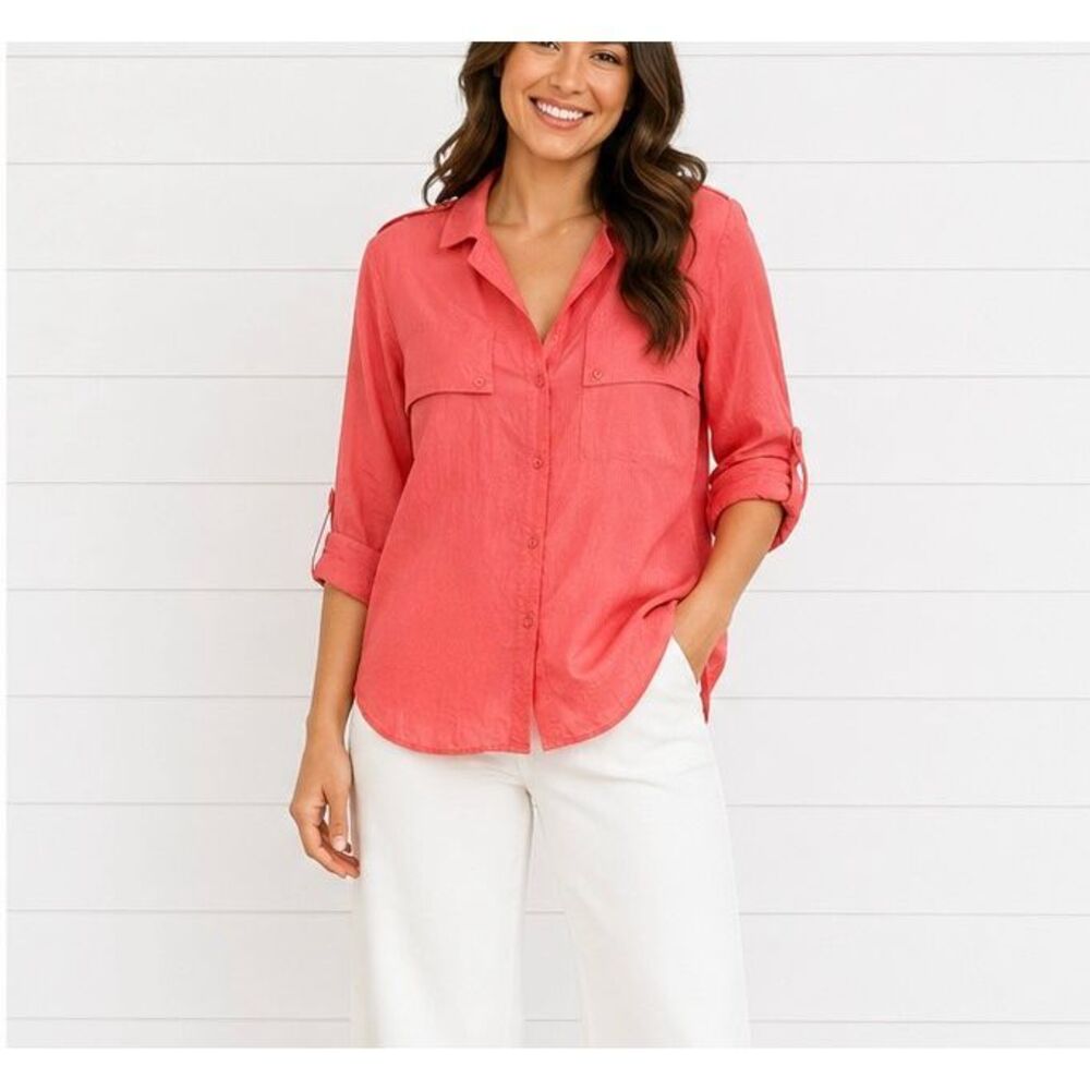 Vintage Diane Von Furstenburg pink silky shoulder pad top 14